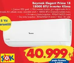 BAYMAK ELEGANT PRİME 18 18000 BTU İNVERTER KLİMA BAYMAK ELEGANT PRİME 18 18000 BTU İNVERTER KLİMA